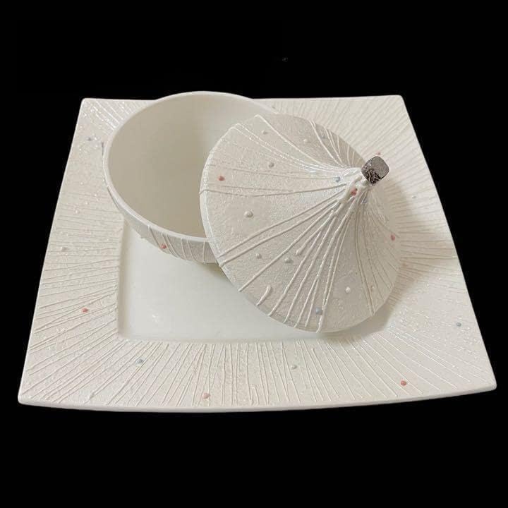 美濃焼 敏山窯 高台皿 大皿 紅志野 箱付き 美濃焼 敏山窯 高台皿 大皿